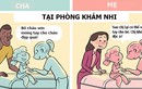 Ảnh sự khác nhau giữa bố và mẹ khi trông con